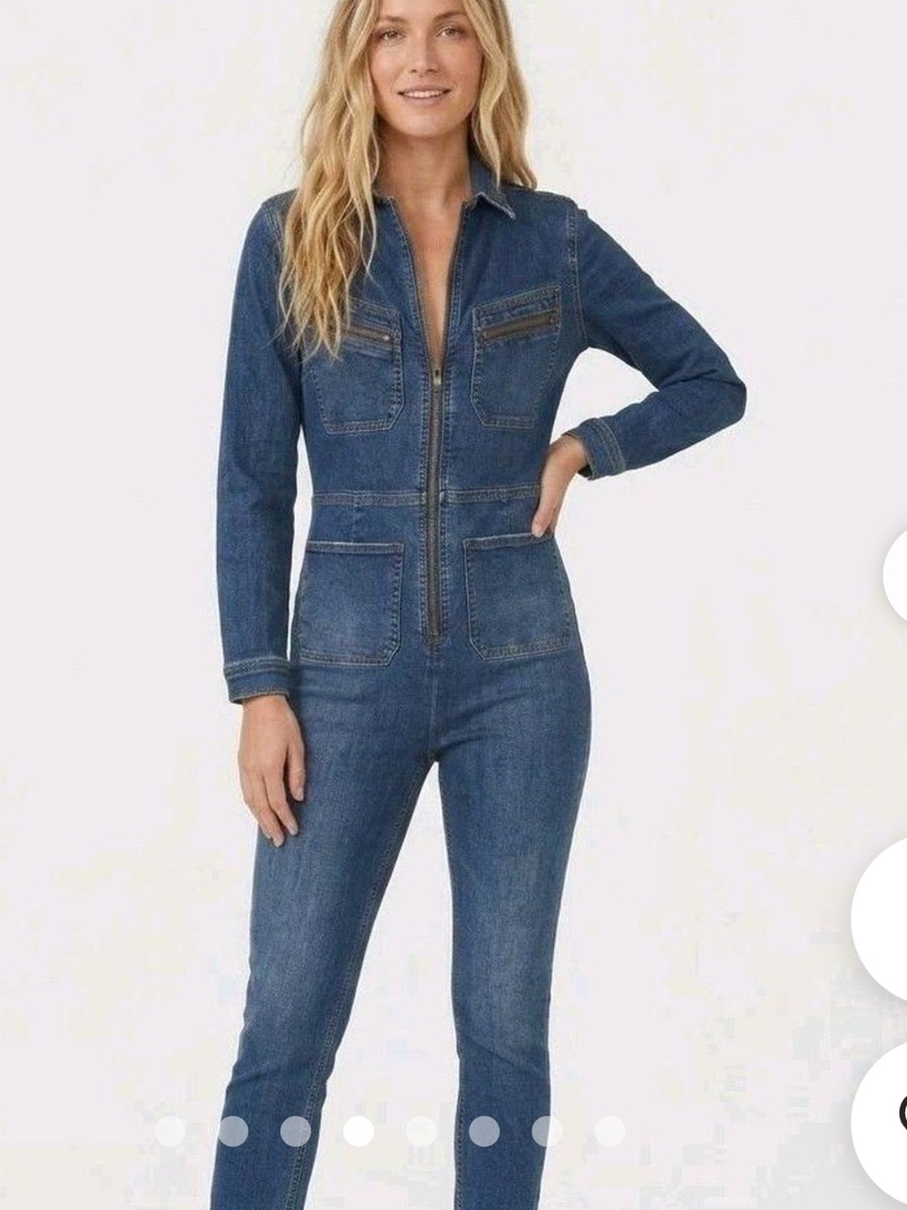 Free People Women's Denim Zip-Front Jumpsuit - Blue
